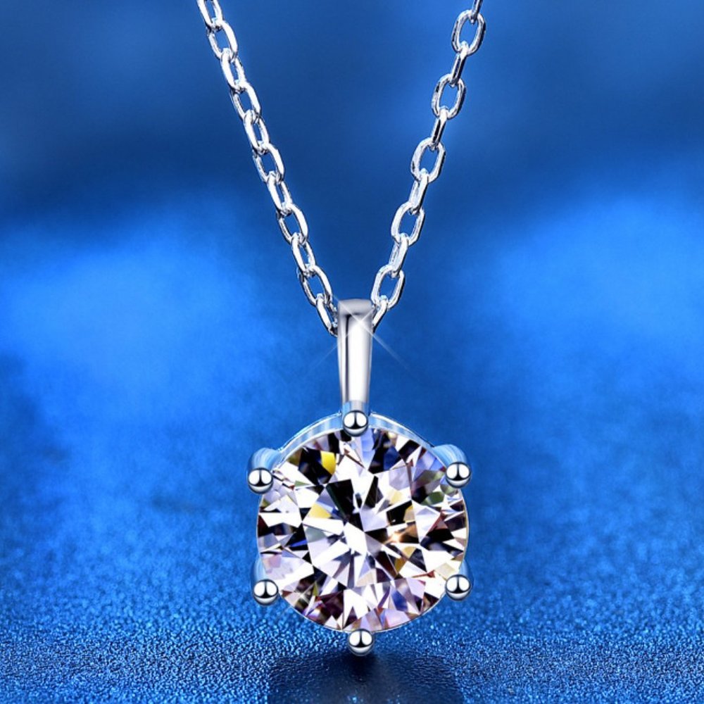 Certified 2ct. t.w. Moissanite Diamond Solitaire Necklace NEW - Picture 4 of 9